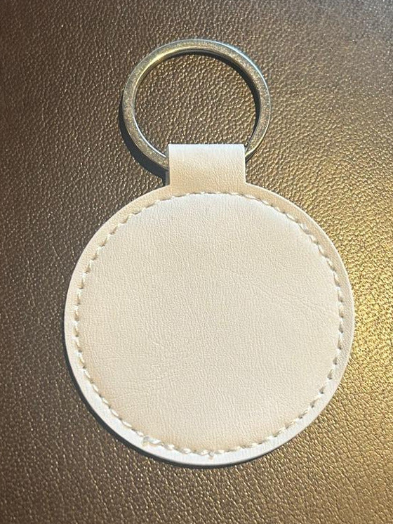 Runder Leder-Schlüsselanhänger mit Gravur & Foto-Einschieber