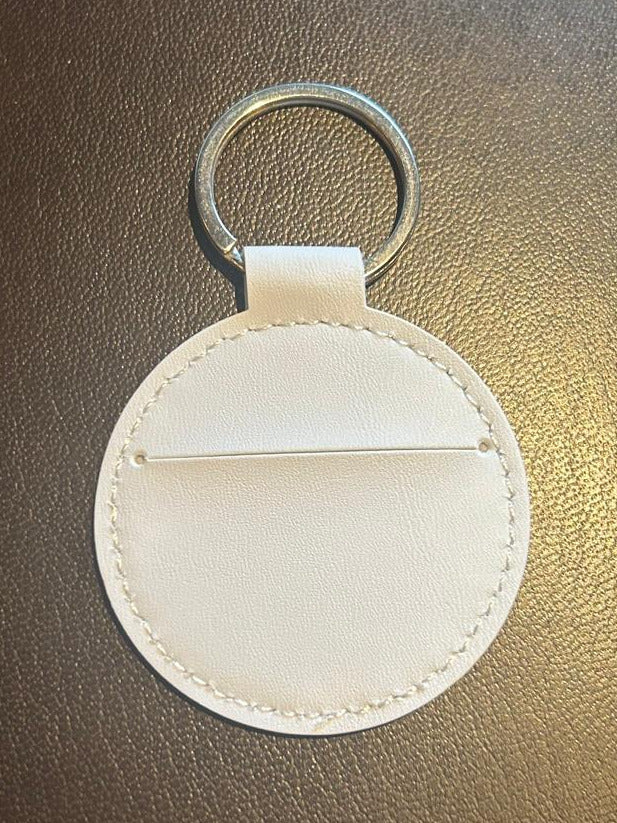 Runder Leder-Schlüsselanhänger mit Gravur & Foto-Einschieber