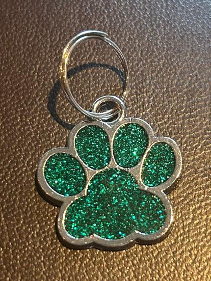 Hundepfoten-Anhänger mit Gravur - Glitzer