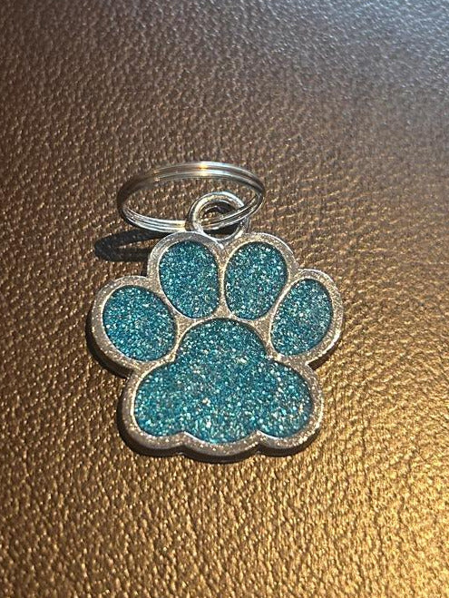 Hundepfoten-Anhänger mit Gravur - Glitzer