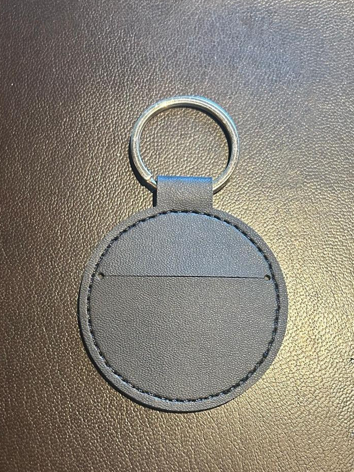 Runder Leder-Schlüsselanhänger mit Gravur & Foto-Einschieber