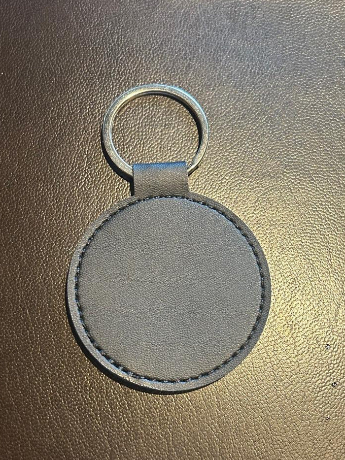 Runder Leder-Schlüsselanhänger mit Gravur & Foto-Einschieber