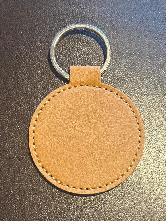 Runder Leder-Schlüsselanhänger mit Gravur & Foto-Einschieber