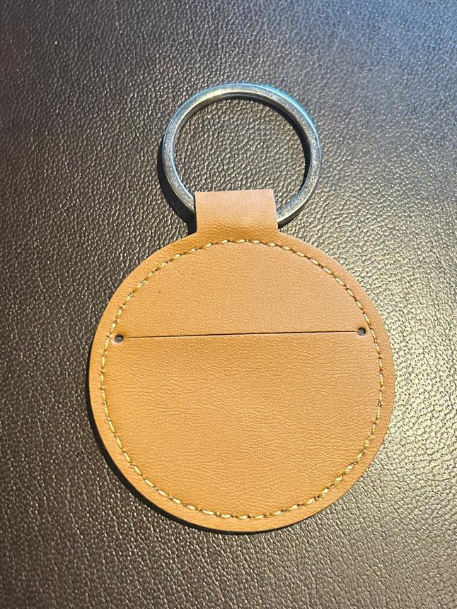 Runder Leder-Schlüsselanhänger mit Gravur & Foto-Einschieber