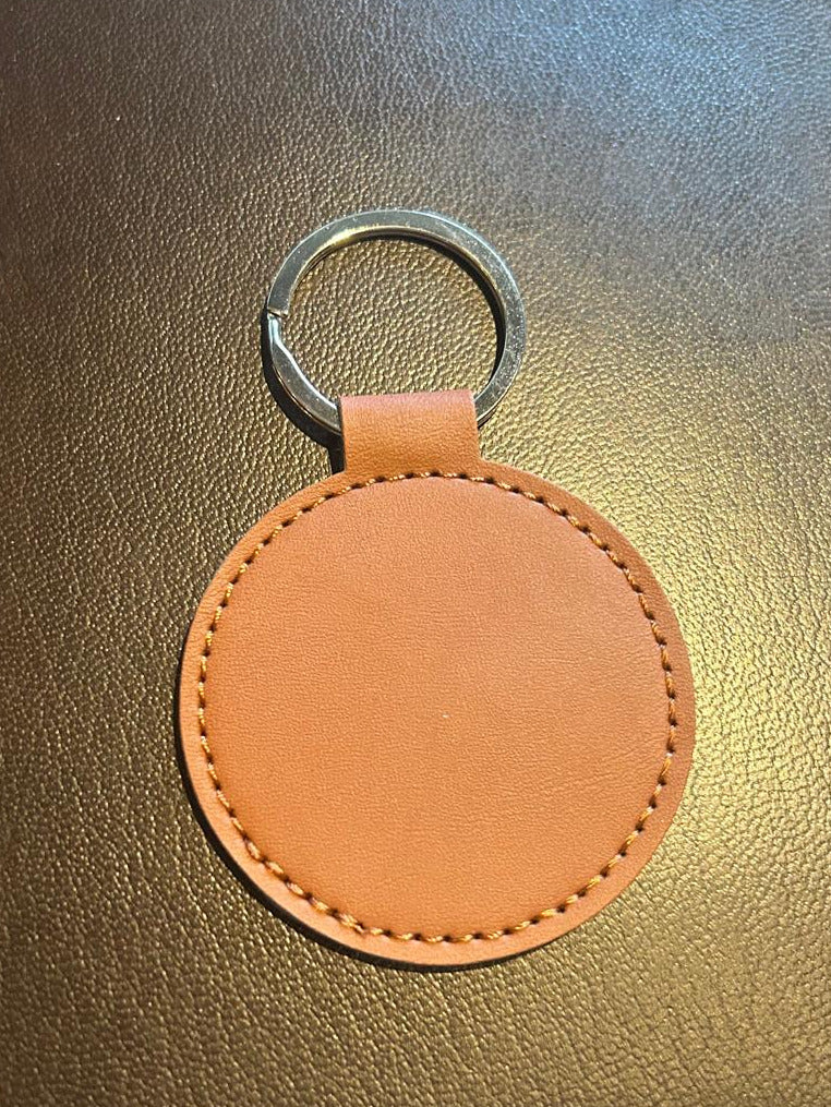 Runder Leder-Schlüsselanhänger mit Gravur & Foto-Einschieber