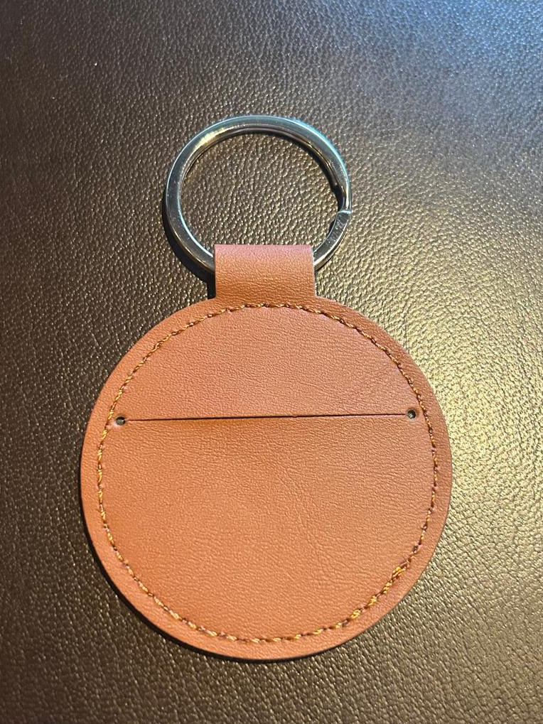 Runder Leder-Schlüsselanhänger mit Gravur & Foto-Einschieber