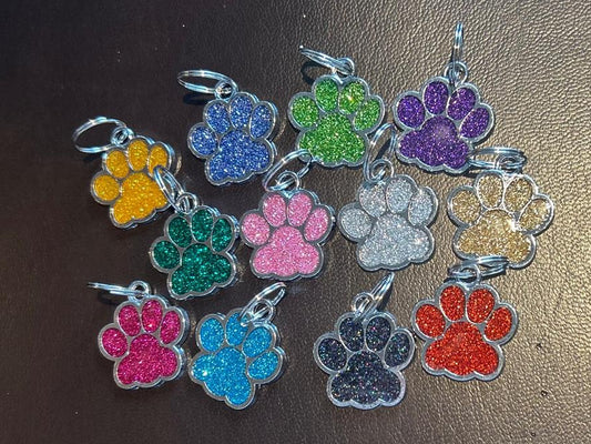 Hundepfoten-Anhänger mit Gravur - Glitzer