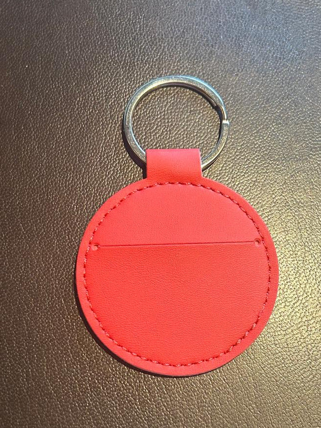 Runder Leder-Schlüsselanhänger mit Gravur & Foto-Einschieber