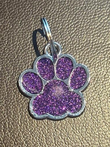 Hundepfoten-Anhänger mit Gravur - Glitzer