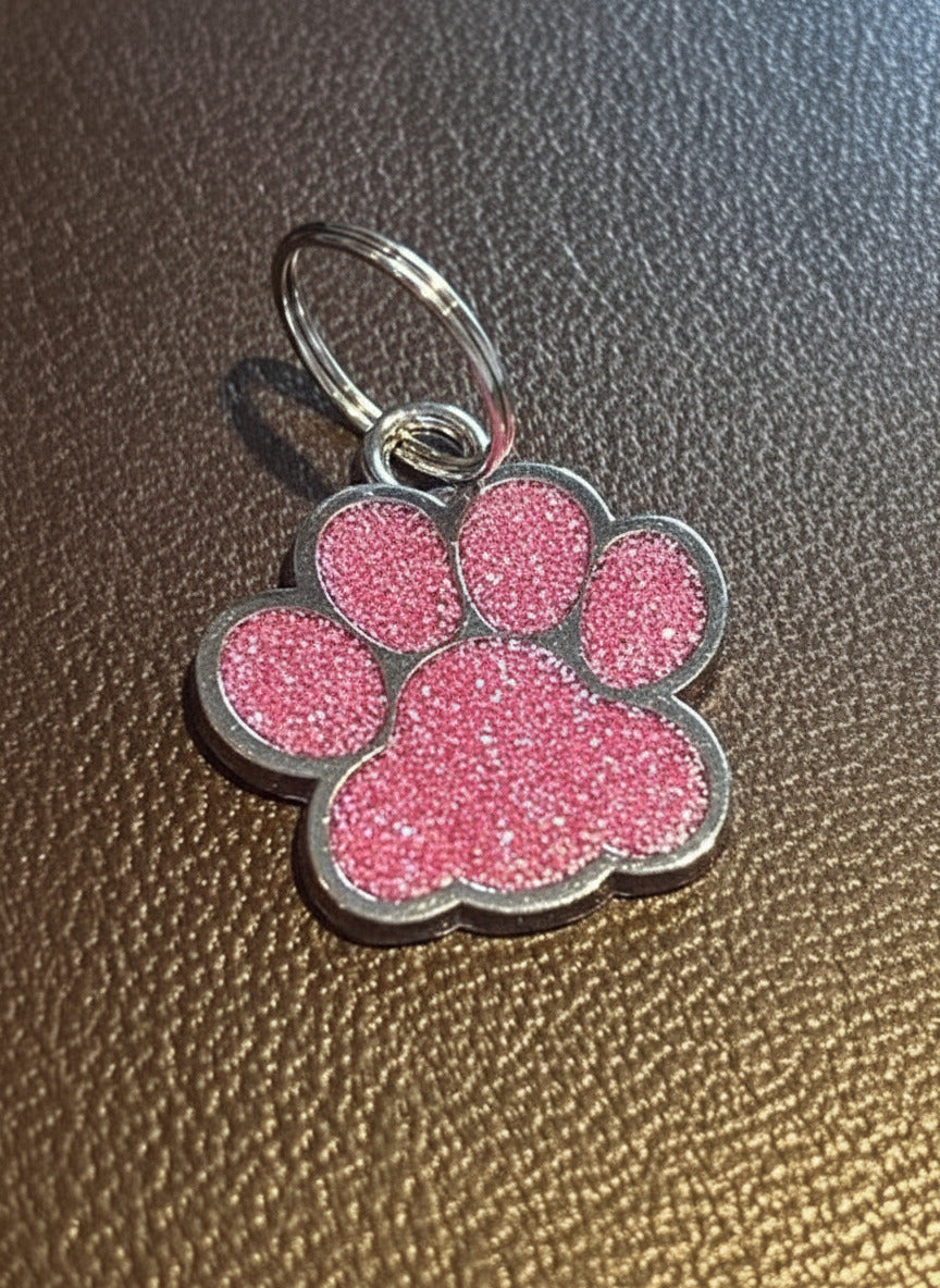 Hundepfoten-Anhänger mit Gravur - Glitzer
