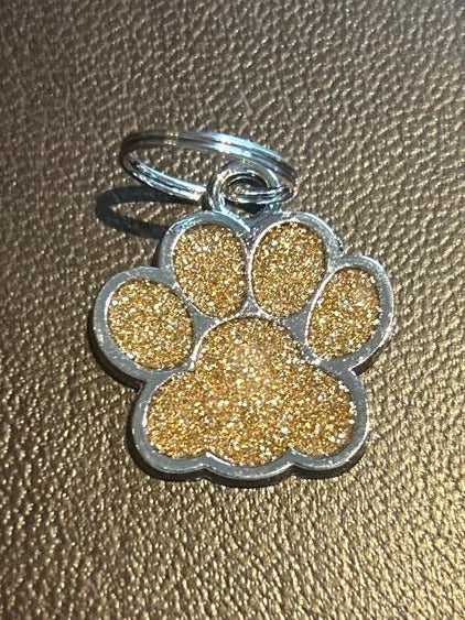 Hundepfoten-Anhänger mit Gravur - Glitzer