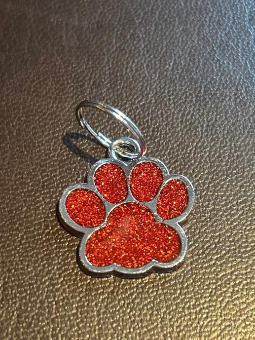 Hundepfoten-Anhänger mit Gravur - Glitzer