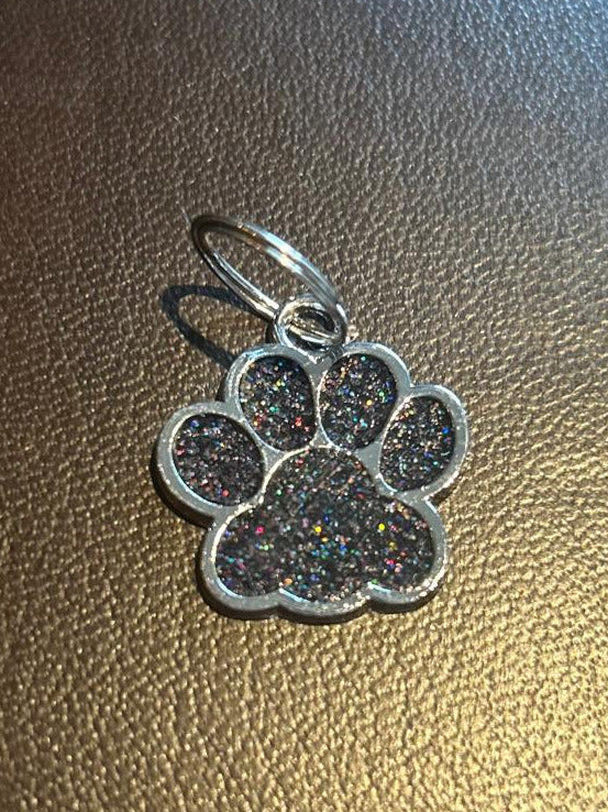 Hundepfoten-Anhänger mit Gravur - Glitzer