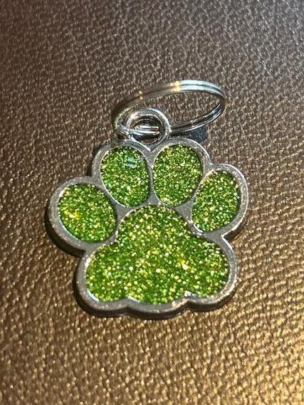 Hundepfoten-Anhänger mit Gravur - Glitzer